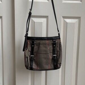 Chaps Houndstooth Crossbody Bag Purse | Classic Fall Winter